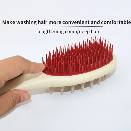 2-in-1 Double-Sided Shampoo Brush Comb – Scalp Massage & Detangling Hair Brush for Deep Cleaning, Dandruff Removal & Hair Growth Support